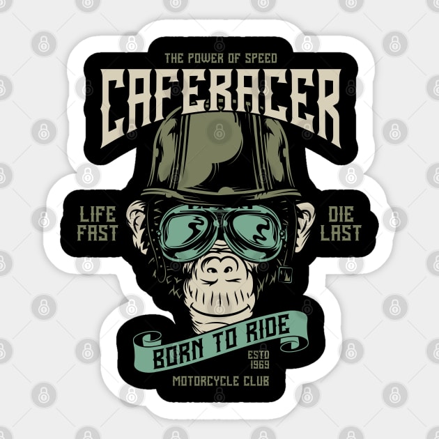 Caferacer born to ride Sticker by Design by Nara